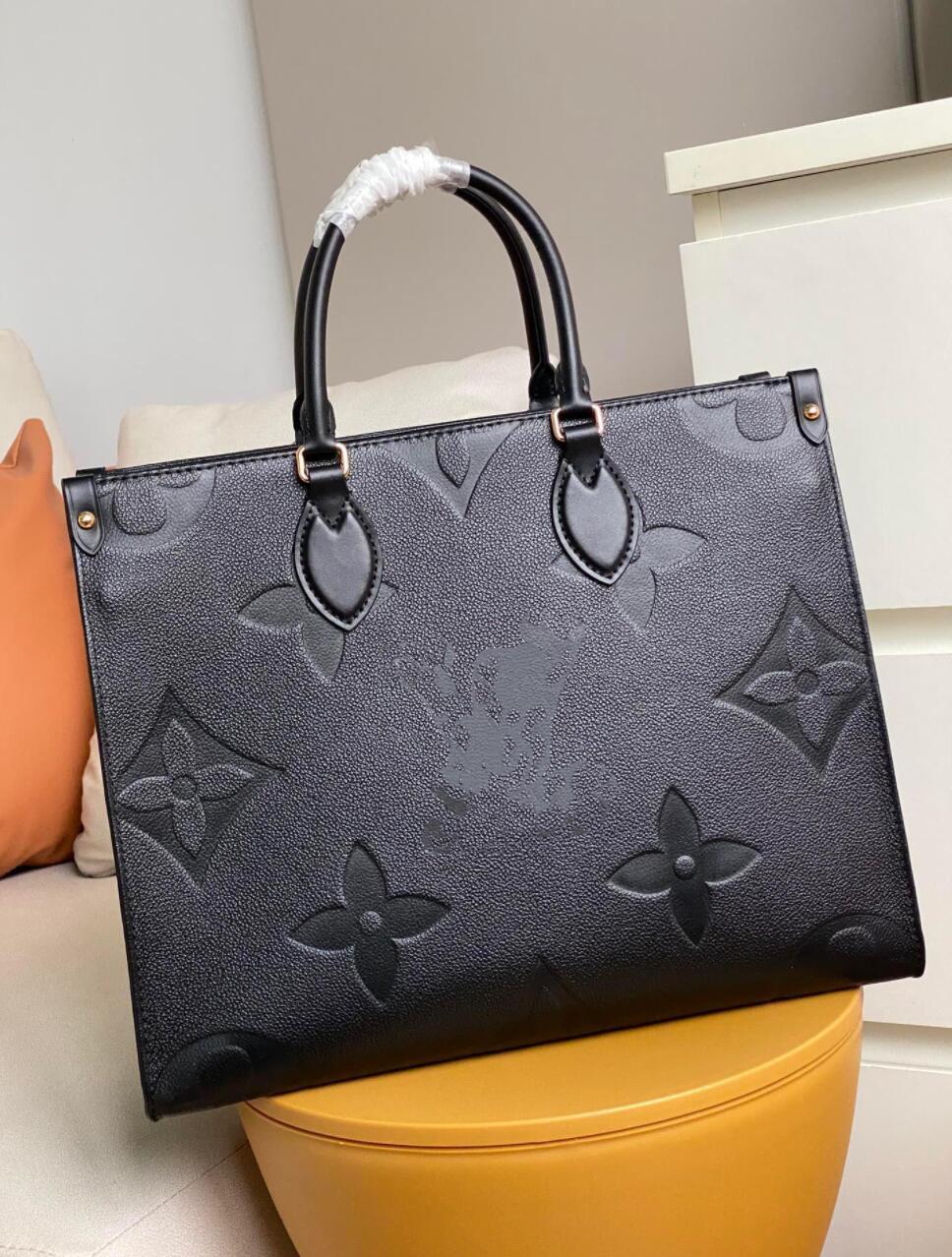 

Onthego Designers Women Bags Brown Handbag Ladies Handbags Purse Flower Shoulder Bags Leather Tote Ladies Casual Shopping Bag, 35×27×14 black embossing