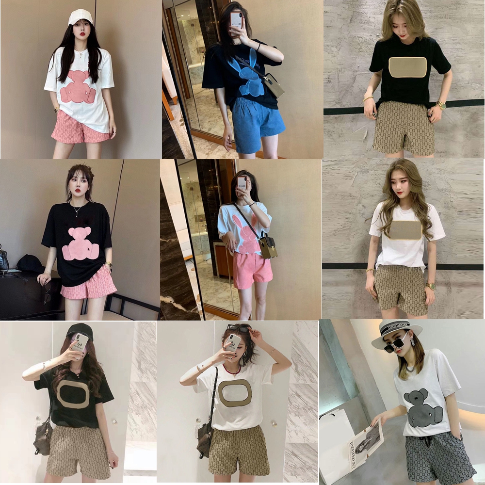 

Summer Women Tracksuits Short Sleeve O-Neck T-shirts Shorts Suits Casual Two Piece Set Outfit Sportwear