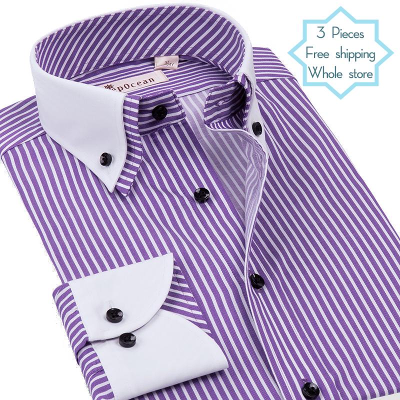 

Men's Casual Shirts Striped Men Blouse Long Sleeve Korean Slim Man's Shirt Double Collar FashionMen's, Ddx25507l