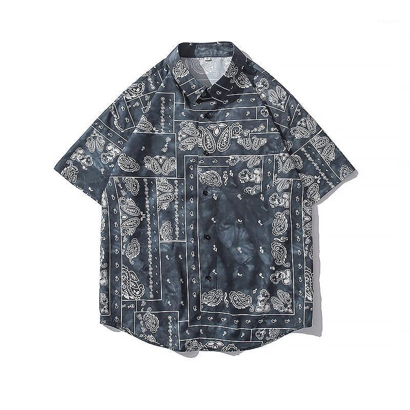 

Men's Fashion Floral Beach Shirts Flower Printed Tops Loose Fit Button Down Short Sleeve Summer Shirt Casual, Blue