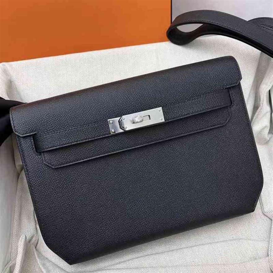 

Designer Herme Bags leather palm print depeches Kelys briefcase large capacity men's and women's universal portable shou274W, Black