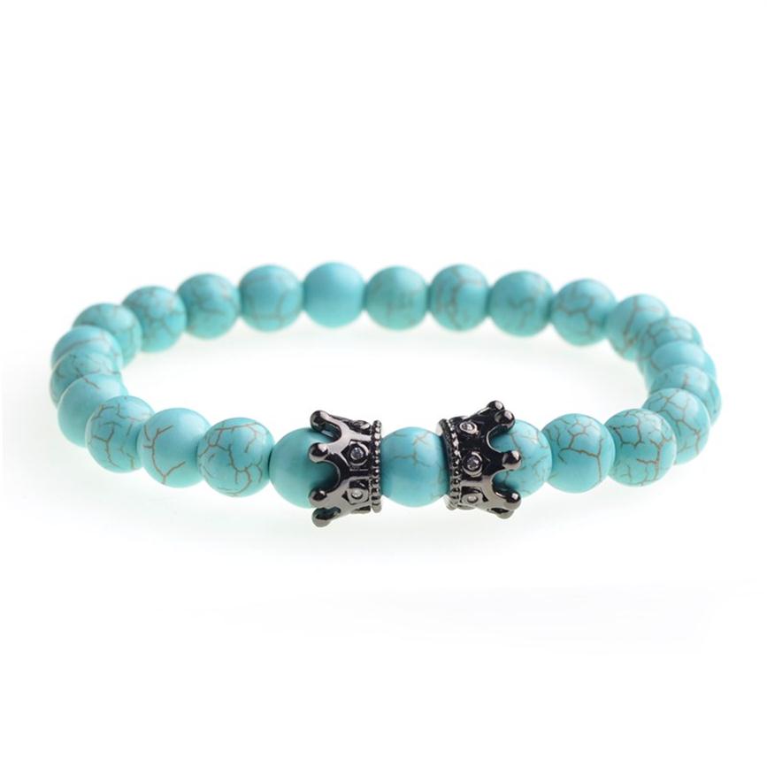 

Double Crown Bracelet Beads Bracelet King Queen Luxury Charm Couple Jewelry Christmas Gift Lady Men292w