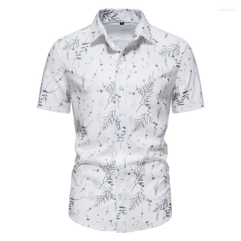 

Men's Dress Shirts Business Men's Short Sleeve Round Hem Print Turn-down Collar Outdoor Daily Meeting Formal ShirtMen's Eldd22, Dc09-white