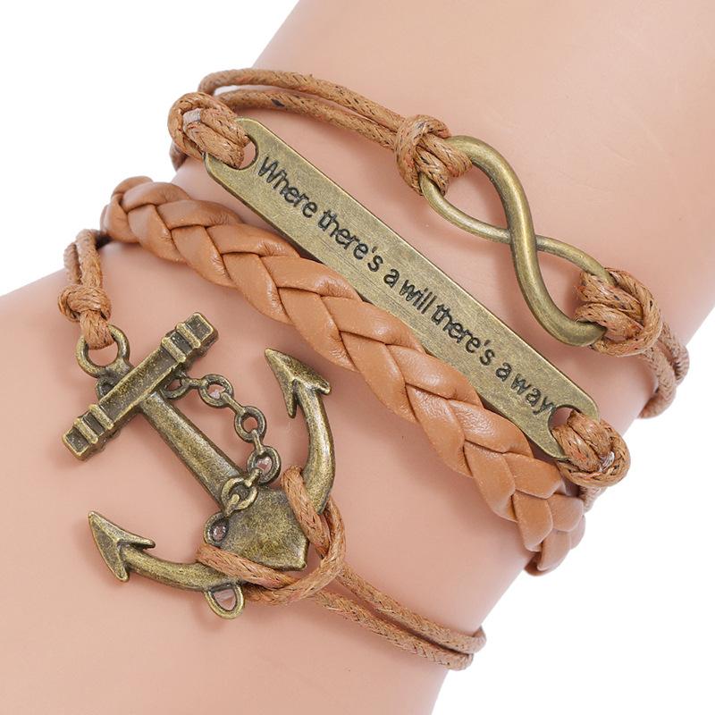 

Charm Bracelets Selling Fashion Jewelry Personality Simple Creative Retro Woven Leather Bracelet BraceletCharm