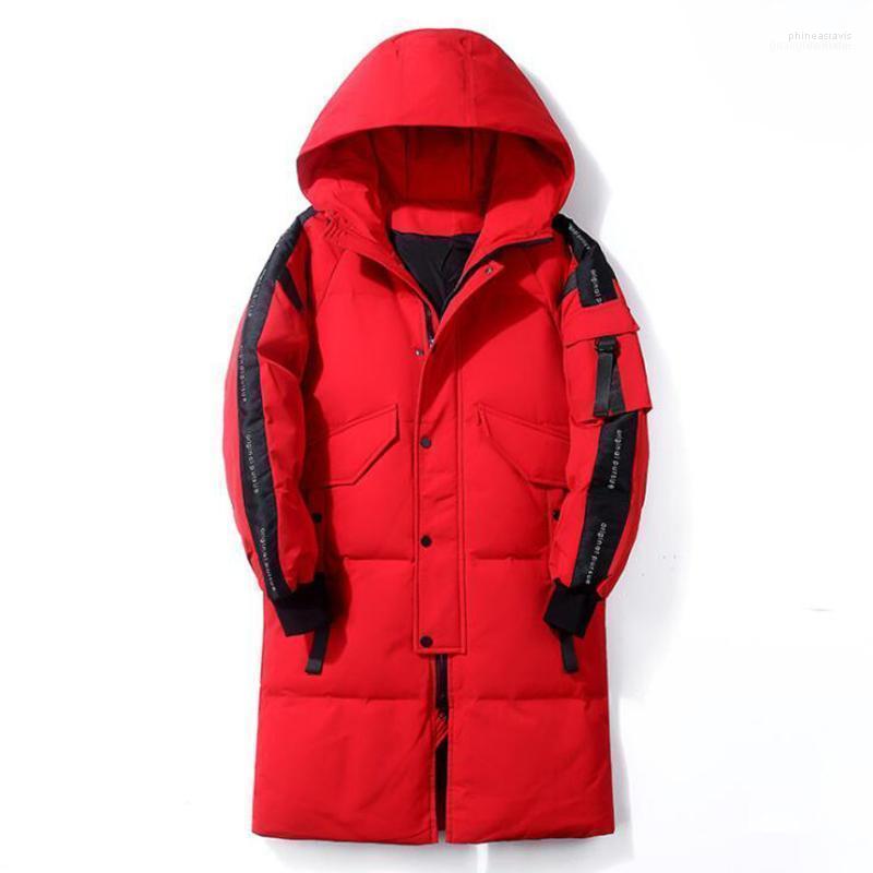 

Winter Men White Duck Down Jacket Fashion Hooded Long Coat Windproof Thick Warm Clothing Parka1 Phin22, Black