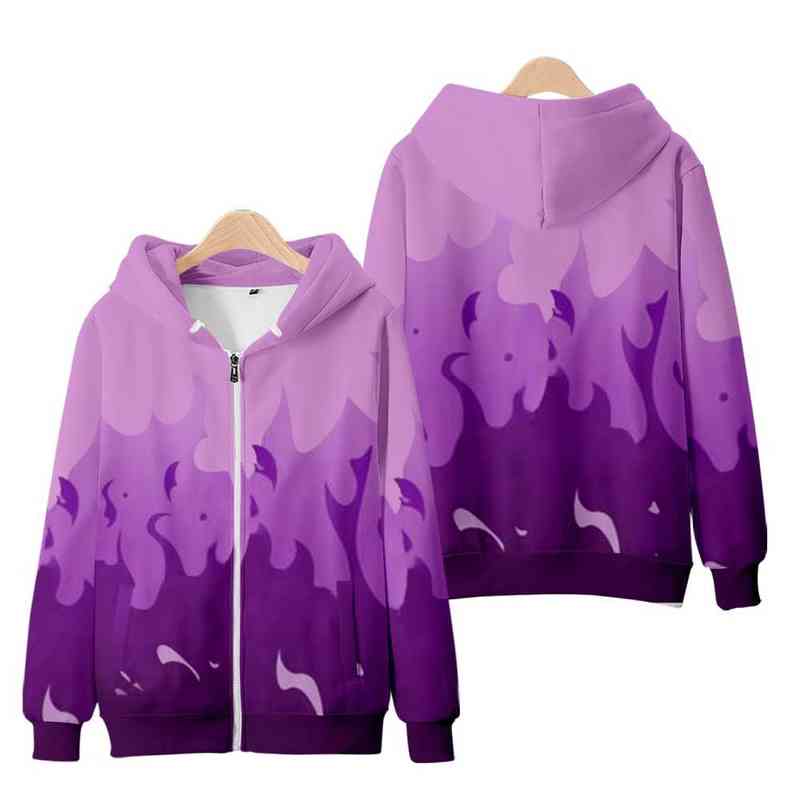 

Aphmau Merch Men Hoodie Zipper Flame Purple And Red 3D Print Cool Zipper Coat for Women Streetwear Clothes Kawaii Kids Tops G220713, As picture