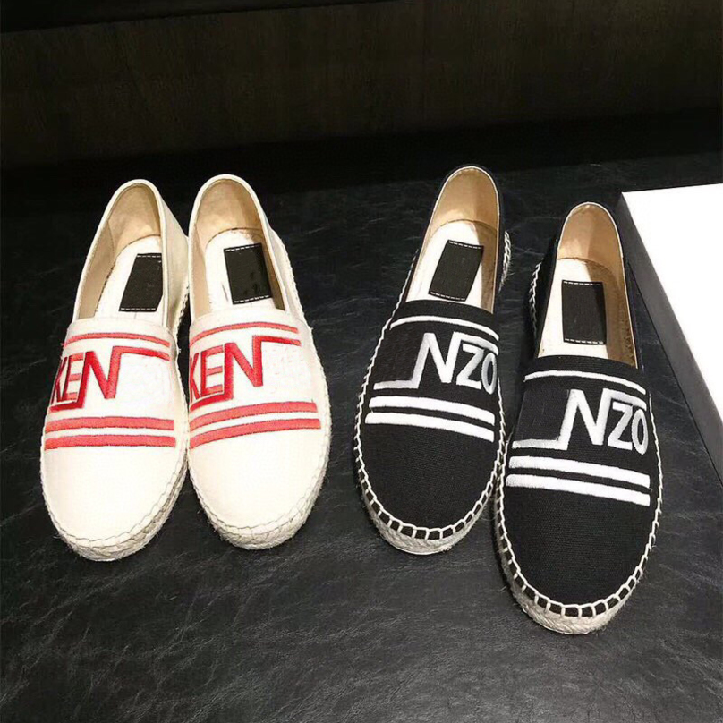 2021 Tiger élastique en toile Espadrilles pour hommes chaussures de créateur de paille chaussures plates noires rose doux bas de chaussures décon
