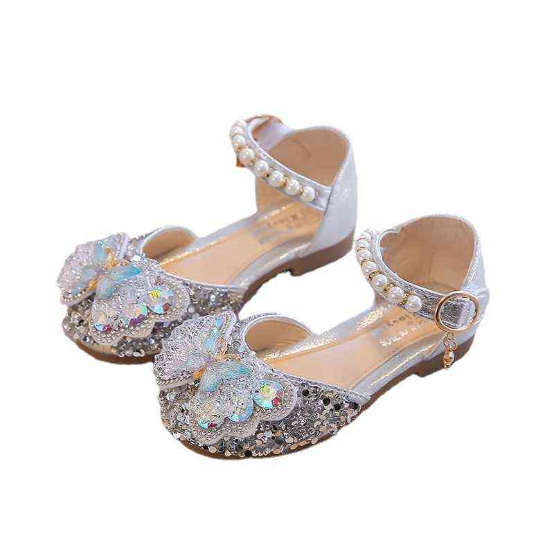 

Spring/Summer Pearl Rhinestone Girls Korean Princess Shoes Performance Shoes Soft Sole Non-Slip Children's Sandals Girls Shoes G220418, S2