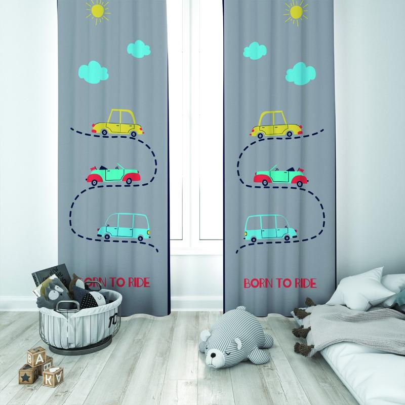 

Curtain & Drapes Cute Cloudy Gray Color Slim Road Cars Pattern Baby Boy Room Special Design Shading Sash Hook Button Blackout Jealous, 65x135 cm ( 1 pcs)