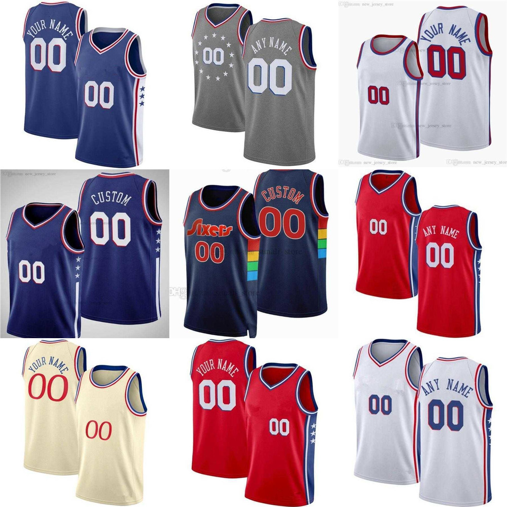 

75th Custom Jersey Philadelphia''76ers''Men Women Youth Joel 21 Embiid 12 Tobias Harris 0 Tyrese Maxey 18 Shake Milton Basketba, Color