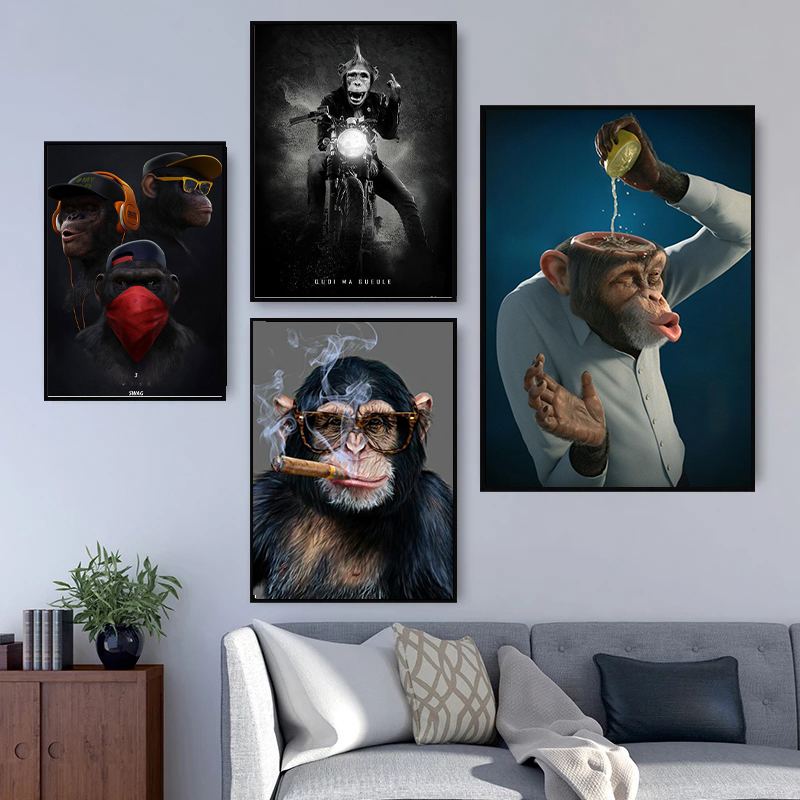 

Funny Monkey Lemon Gorilla Animal Canvas Painting Poster and Prints Wall Art Picture for Living Room Home Decor Cuadros