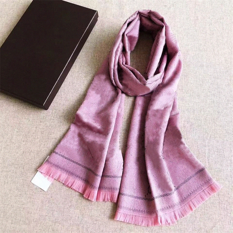 

luxury jacquard pattern knitted scarf designer unisex refined with fringe edges scarves shawl women's men's 180x40 cm 40ON#