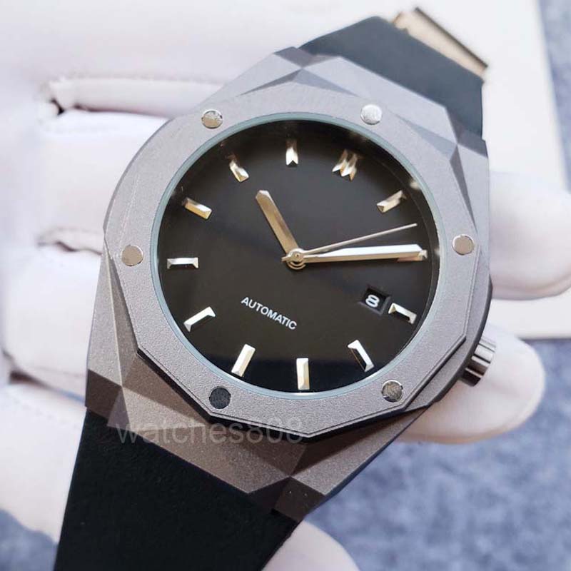 Mens Automatic Watch 42mm Rubber Strap Date Watches Men Frosted Steel Case Mechanical Movement Waterproof Wristwatches montre de luxe-image-777405221