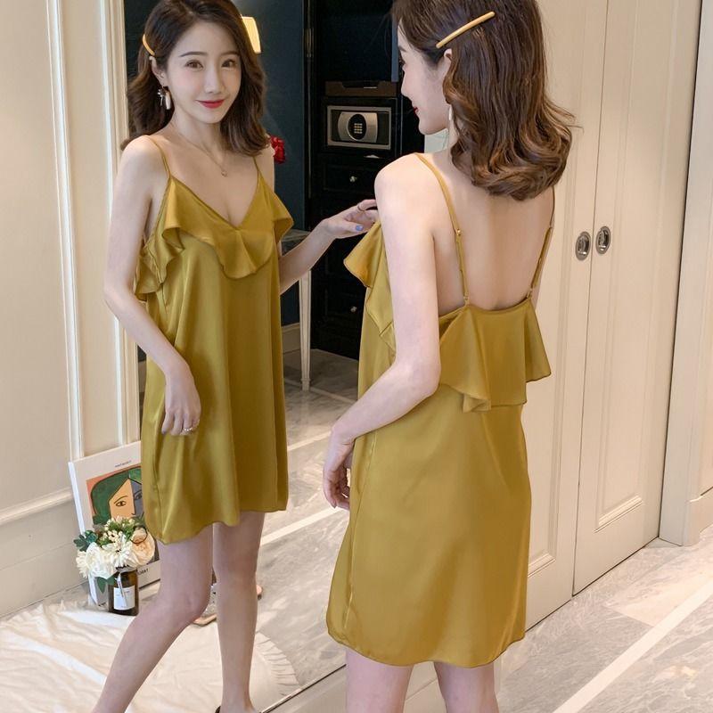 

Women's Sleepwear Tufaha Pajamas Sexy Beautiful Nightdress Silk Lingerie For Women Sleep Dress, 02yellow