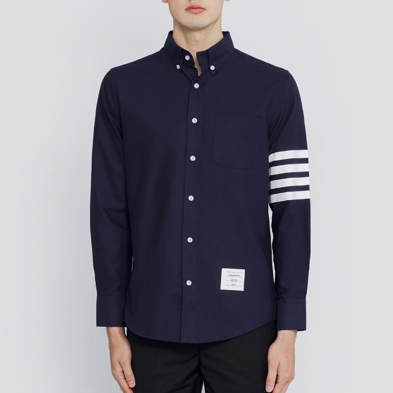 

2022 Fashion Summer Designer Men Causal Shirts Long Sleeve Top Quality Business Slim Shirts Luxury Brand Oxford Cotton Classic White 4-Bar Stripes Blouses, Packing bag