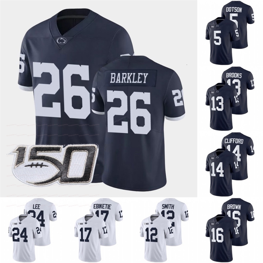 

A3740 Penn State Nittany Lions College Football Jerseys Sean Clifford Jahan Dotson Devyn Ford Pat Freiermuth Lamont Wade Brandon Smith Adisa Isaac, White 150patch