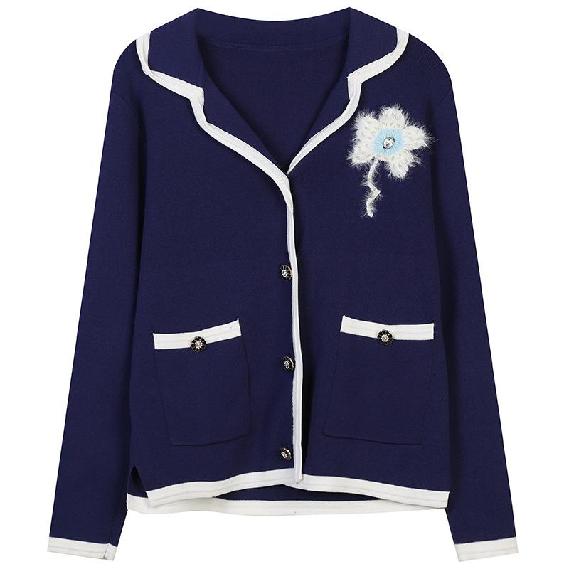 

Women' Knits & Tees 2022 Autumn Winter Women Sweater Cardigans V-Neck Knit Tops England Style Long Sleeve Outerwear Vintage Fashion Korean, Blue