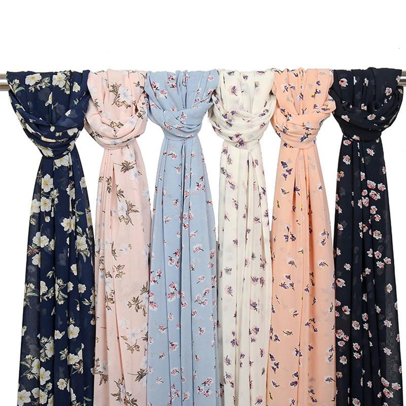 

22 Colors Fashion Bubble Scarf Chiffon Instant Hijab Women Autumn Small Polka Floral Shawl Wrap Pashmina Stole Muslim Snood 180