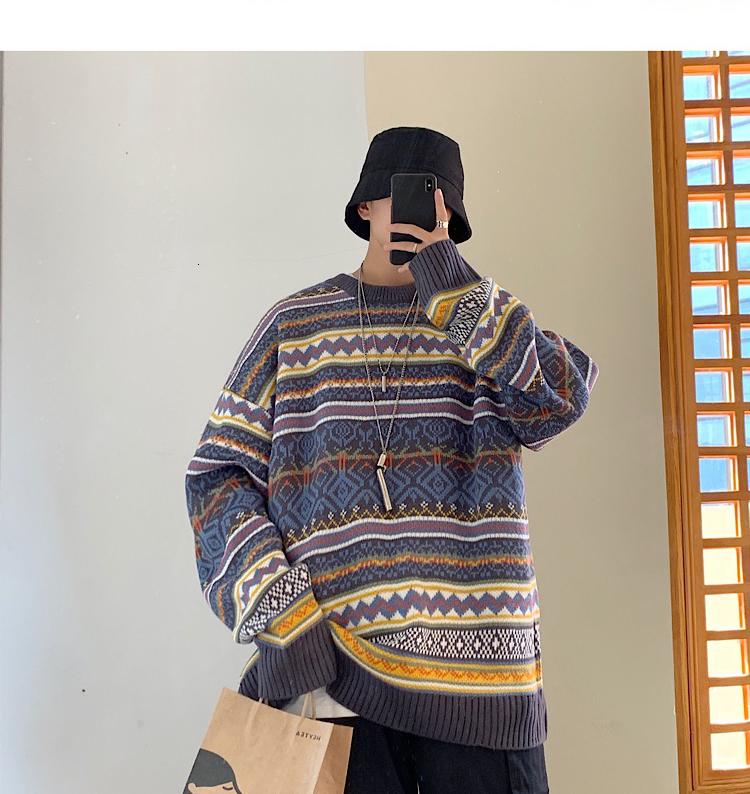 

Men's Sweaters Winter Sweater Men's Warm Fashion Knitting Male Sweter Retro Casual O-neck Knit Pullover Men Streetwear Clothes -2XLMen, Black