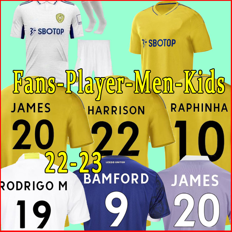 

22 23 soccer jersey 2022 2023 T ROBERTS HERNANDEZ UNITED HARRISON JAMES BAMFORD RAPHINHA PHILLIPS RODRIGO football shirt Men kids kits leeds uniforms full suit, 22-23 away+patch