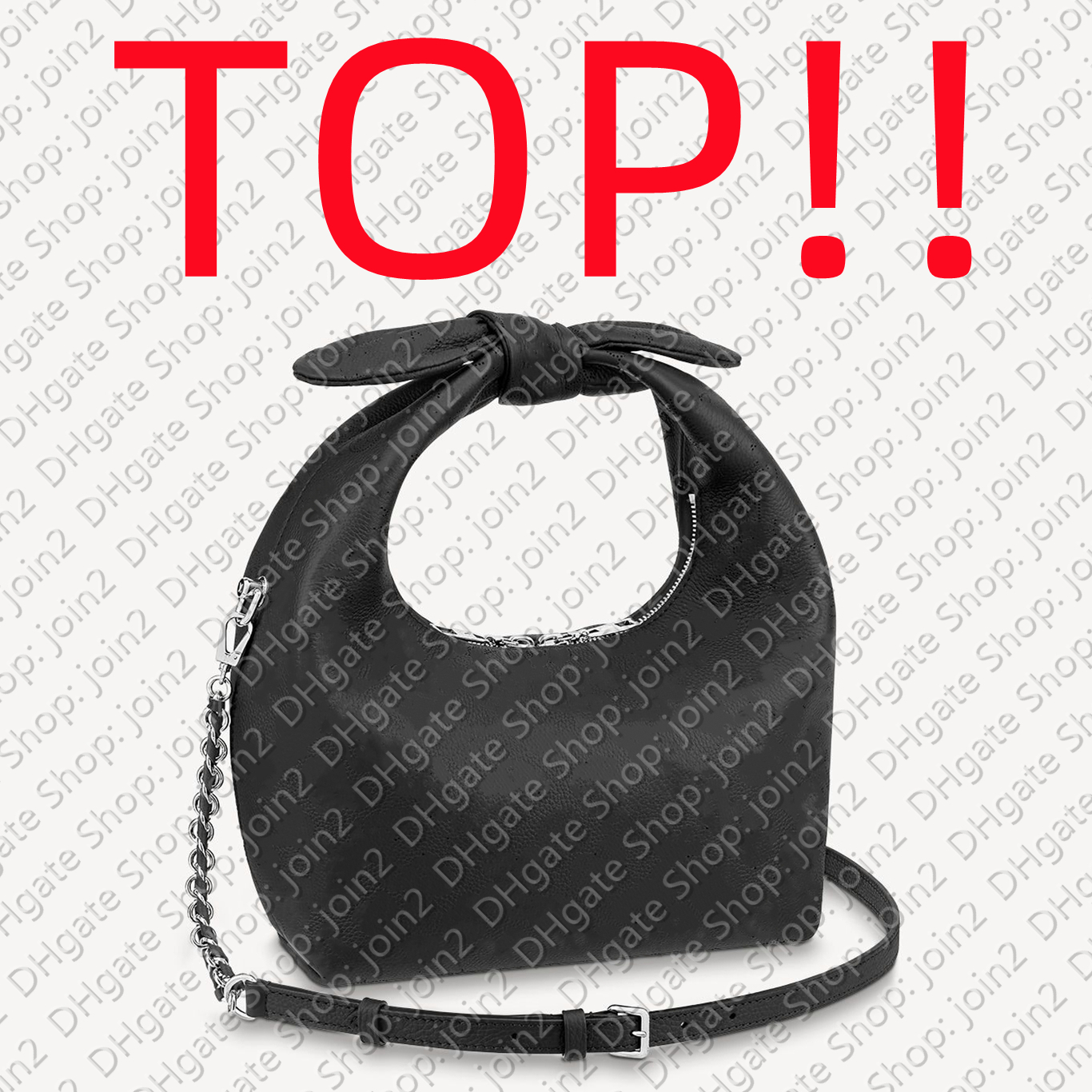 

TOP. M20703 WHY KNOT PM Shoulder Bag Women, Black perforated leather