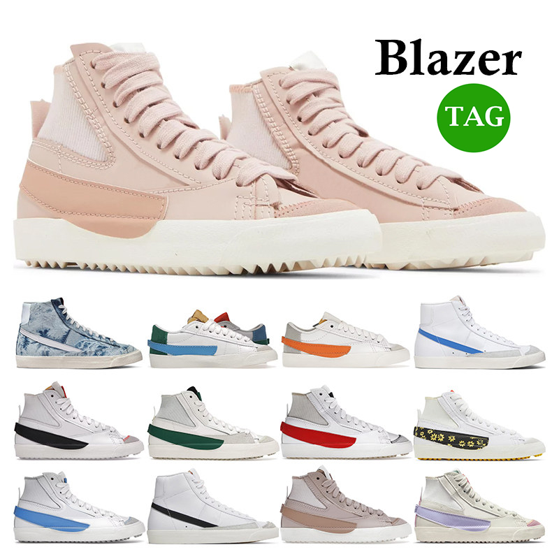 

2022 designer blazer mid 77 vintage mens Casual shoes women black white UNC Pink Oxford Orange Sail Glaze Powder sport sneakers trainers skateboard fashion outdoor, 22