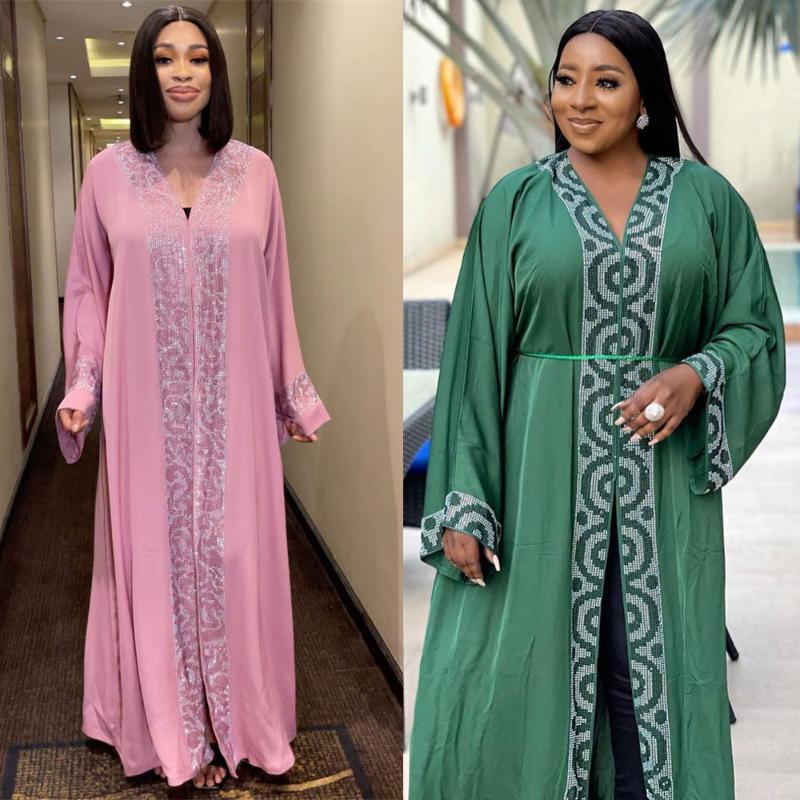 

Ethnic Clothing African Dresses For Women Vetement Femme Dashiki Arab Robe Abaya Dubai Kaftan Dress Muslim Moroccan Caftan Diamonds Eid Rama