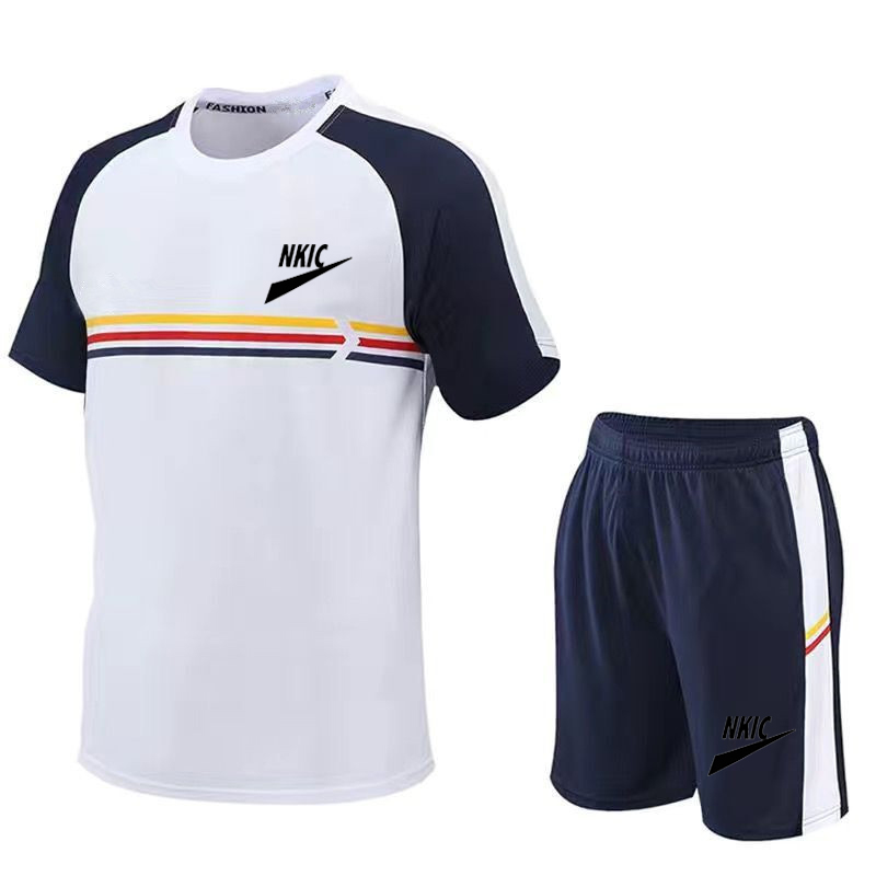 

Summer basketball 2 Piece Sets Tracksuit Men's Oversized Clothes Brand LOGO Beach Style 3D Printed t shirts Men Suit Tshirt Shorts, Cowboy blue