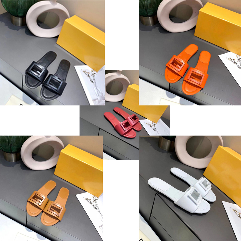 

2022 F home Paris new women's slippers fashion casual flat high-end temperament all-match women's sandals sizes us 9/10/11 bigger size 40/41/42