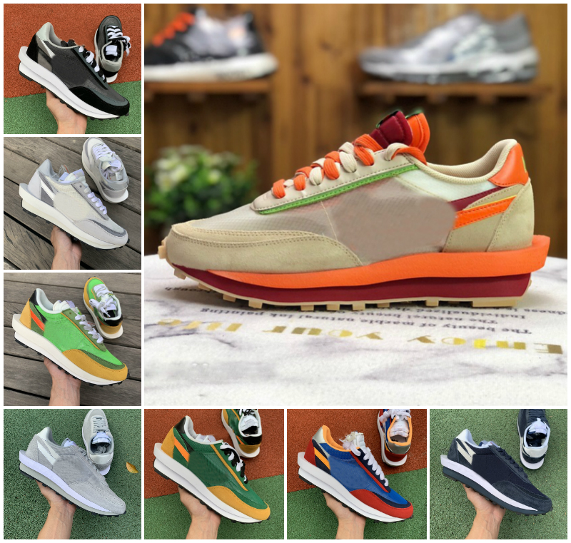 

SACAis x Fragment Cool Grey Blue Void Running Shoes Mens Womens VaporWaffle LDV Waffle Orange Blaze Sesame Black Team Royal Gum Sail Summit White Nylon Men Sneakers, Bubble package bag