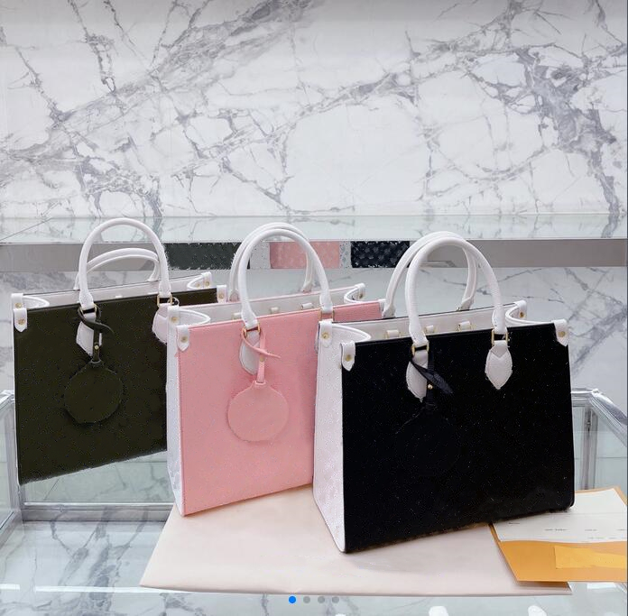 

bags Wholesale On The Go Tote Ladies Embossed Leather Genuine Leather Small Logo Solid Color handbag Mini Shopping Bag M58956, Black