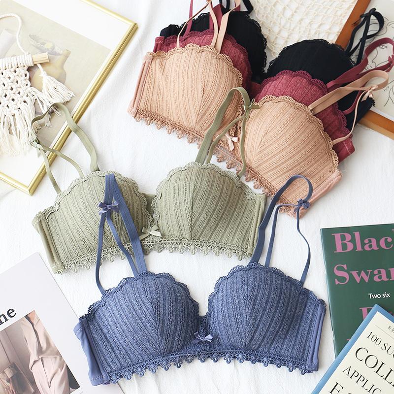 

Bras High Quality Sexy 3/4 Cup Push Up Women Bra Fashion Lace Lingerie Wireless Adjusted Female Bralette Intimates Underwear, Blue