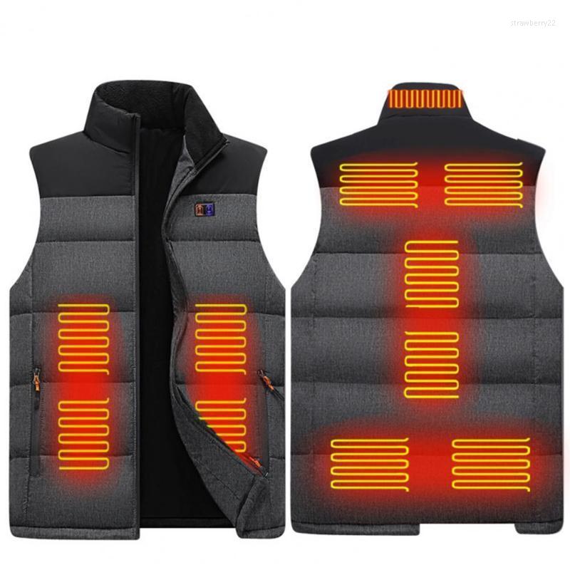 

Men's Vests Zipper Self Heating Vest Men Electric Keeping Warm Stitching Unisex Warming Heated Sleeveless Thermal Winter Jacket Stra22, Black gray