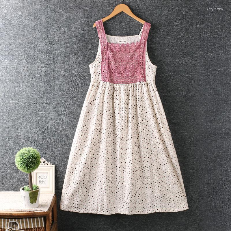 

Casual Dresses Summer Women' Japan Sweet Floral Dress Loose Hook Flower Sleeveless 7273, No.1