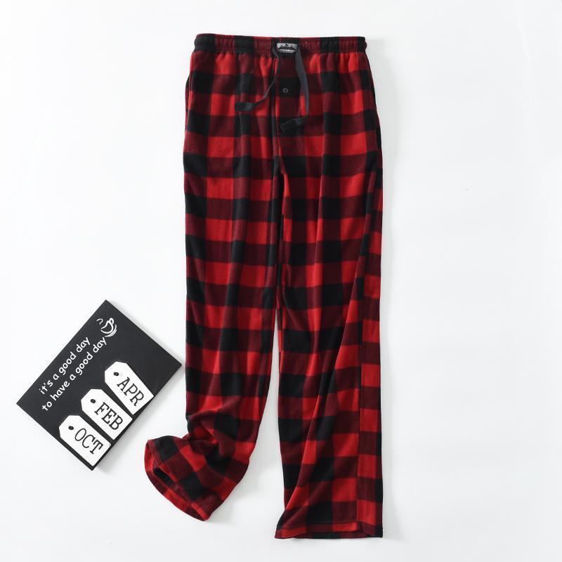 

Men' Sleepwear Pants Trousers Fleece Plaid Lounge Sleep Bottoms