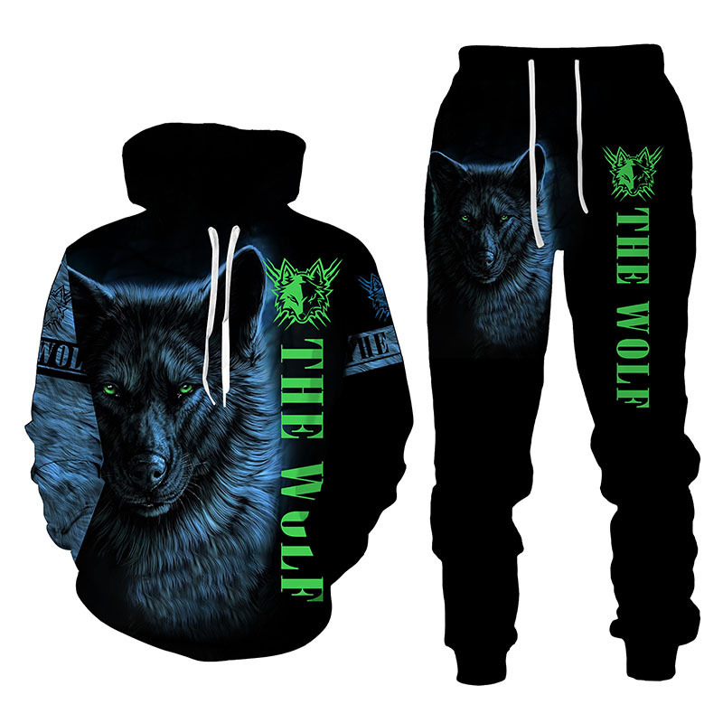 

New 3D Printing Animals Wolf Fashion Men Women Tracksuits Crewneck Hoodies+pants Plus Size -6XL Harajuku, Colorful