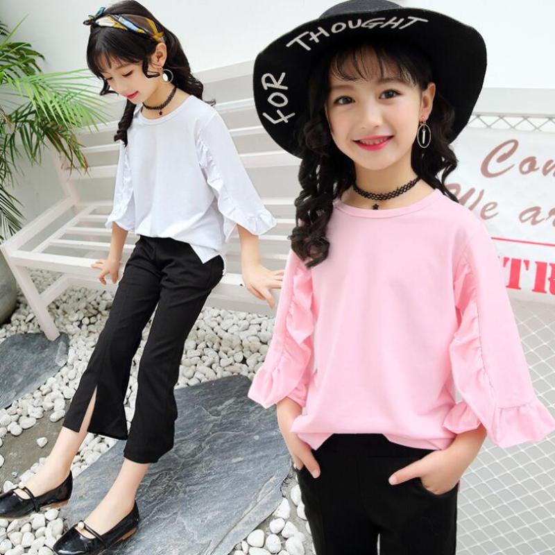 

Clothing Sets Fashion 2022 Spring Fall Summer Cotton Girls Toddler Teen Child Clothes Set Kids T-Shirt + Pants 2 Pcs Suit JW4452, Pink clothing set