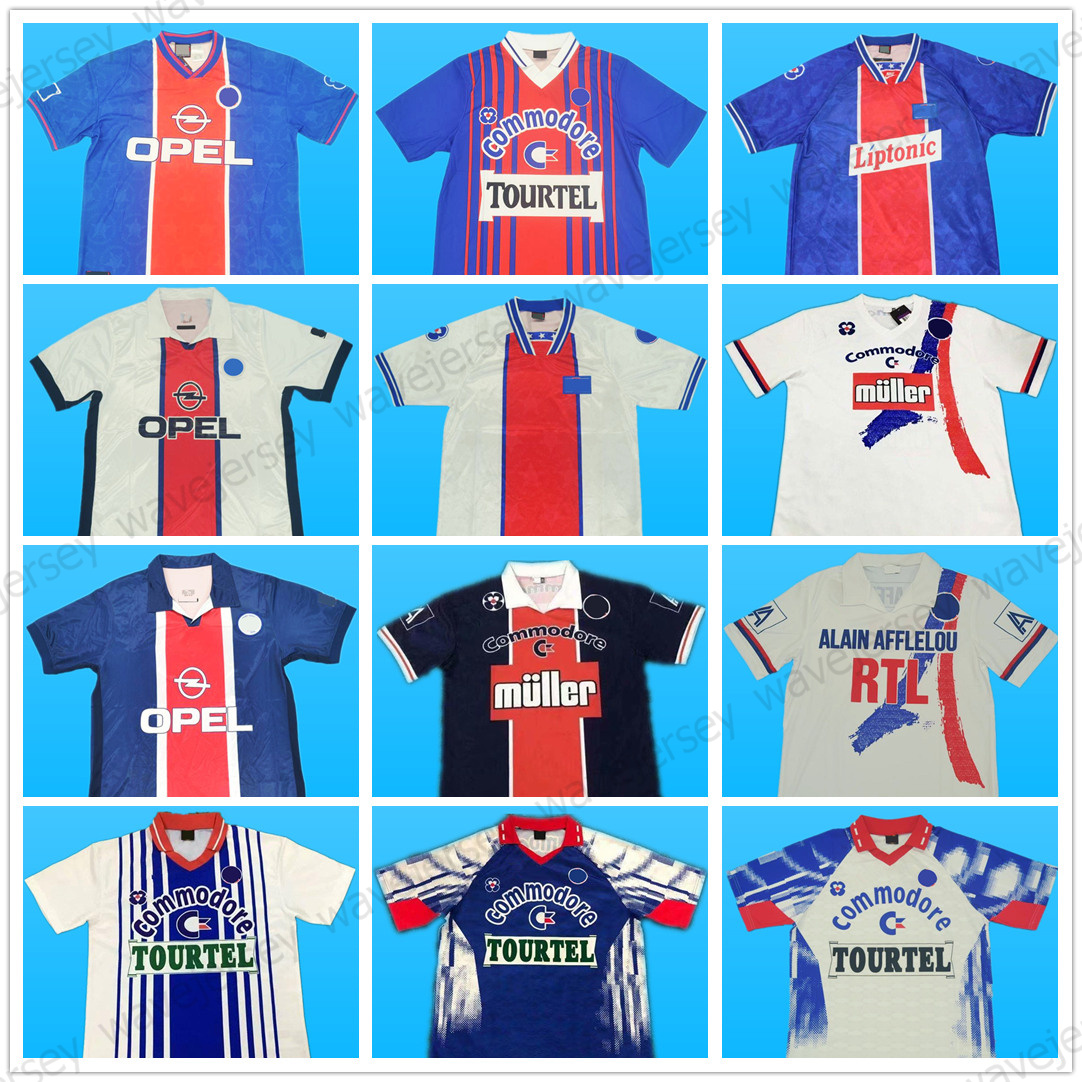 

90 91 92 93 94 95 96 98 99 SOCCER JERSEYS maillot classic vintage camisetas football shirts Uniforms For men RONALDINHO BECKHAM IBRAHIMOVIC LEROY RAI SIMONE PSGS, 92-93 home
