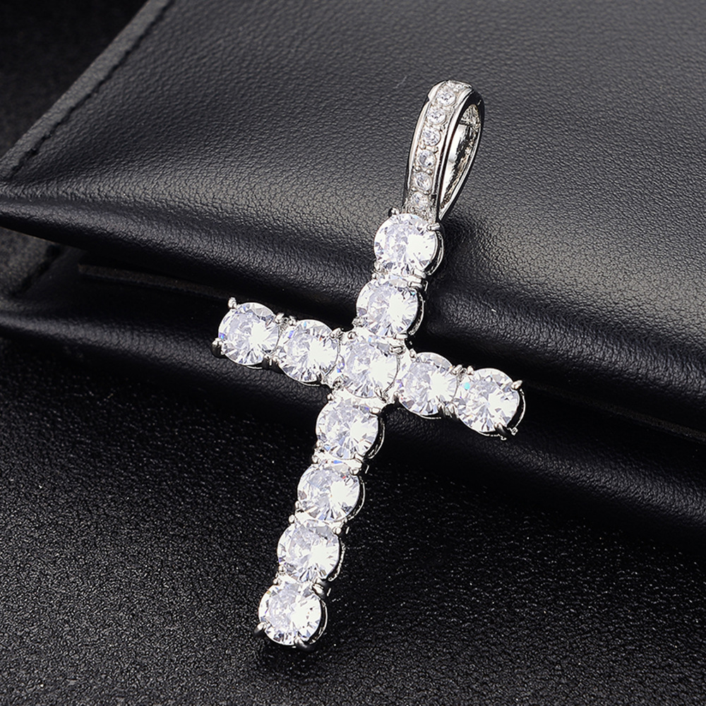 

Bling Cross Pendants Necklace Jewelry Platinum Plated Men Women Lover Gift Couple Religious Jewelry