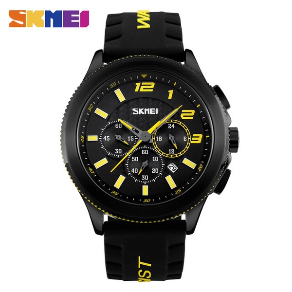 

SKMEI 22022NEW Men Quartz Watches Fashion Casual Silicone Strap Wristwatches 30M Water Resistant Stopwatch Complete Calendar Watch gift C4, C1