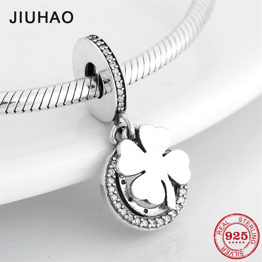 New 100% 925 Sterling Silver lucky Clover Fashion Fine Pendants beads Fit Original Pandora Charm Bracelet Jewelry making CJ191116203Y