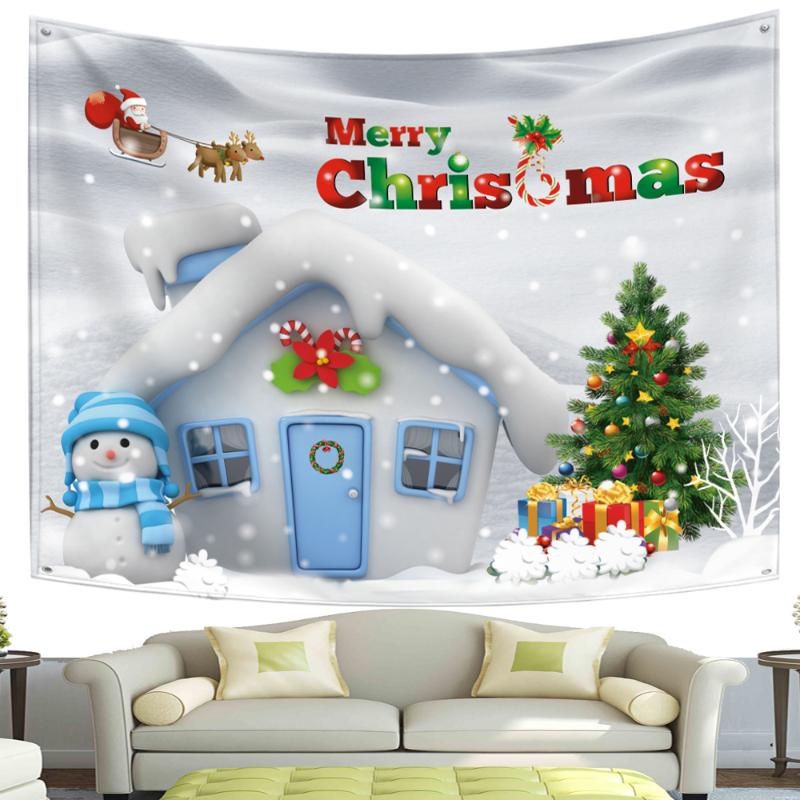 

Tapestries Merry Christmas Tapestry Snowflakes Santa Claus Winter Night Hanging Cloth Blanket Gifts Wall Decorations For Home
