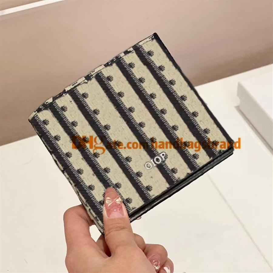 2022 Oblique printing embroidery wallet women men D card holders designer leather canvas luxury printing retro wallet Mini Ban304E
