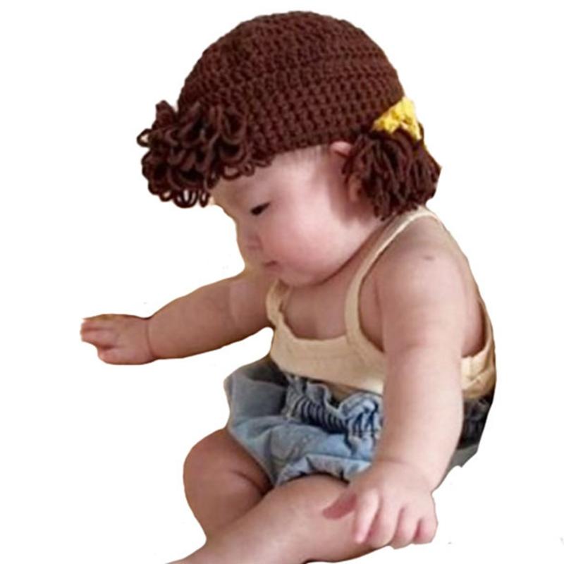 

Hair Accessories N80C Born Pography Posing Props Knitted Crochet Hat Baby Infants Po Shooting Braided Beanies, As shown