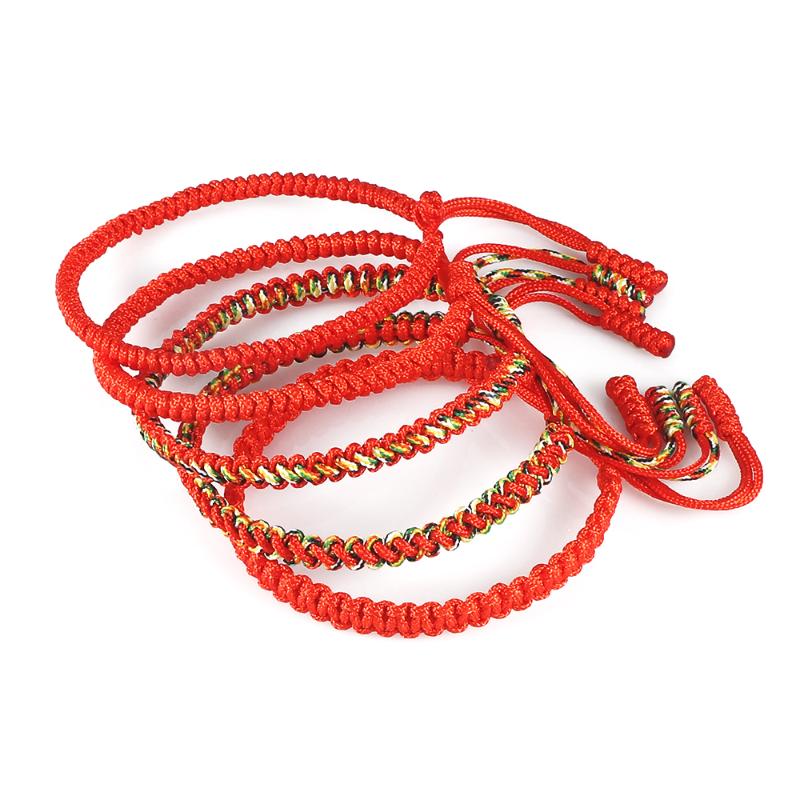 

Beaded Strands Charm Lucky Red Rope Bracelets Women Men Adjustable Handmade Knot Woven String Bracelet Anklet Amulet Couple Stretch JewelryB