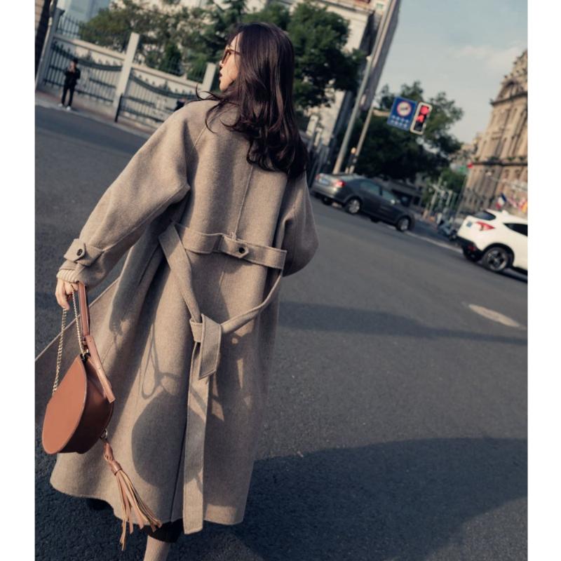 

Women' Wool & Blends Early Spring Elegant And Serious Temperament Lapel Coat Greatcoat Lace-up Single-breasted Woolen CoatWomen, As pic