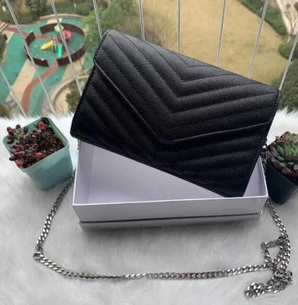 

luxurys designers Woman Bag Handbag Purse Original Box Genuine Leather High Quality Women Messenger cross body chain, Black