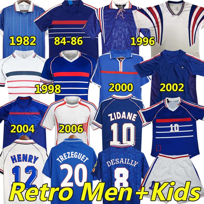 

Vintage Jersey men+kids kit uniforms 1998 retro soccer jerseys 82 84 86 96 98 00 02 04 06 ZIDANE HENRY MAILLOT DE FOOT football shirts REZEGUET DESAILLY Classic, 2000 home