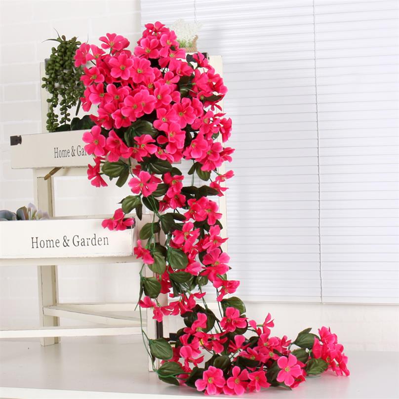 

Violet Artificial Flower Decor Simulation wedding Wall Hanging Basket Flower vine Orchid Silk Flower rattan outdoor corridor DIY277P, Pink