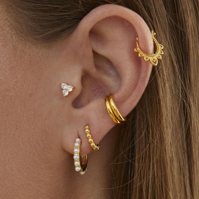 

Hoop & Huggie Delicate Minimal Vermeil Jewelry Tiny Round Ball Band Small Mini Earring 925 Sterling SilverHoop